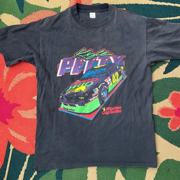 Vintage Kyle Petty Neon 90s NASCAR TEE - Picture 1 of 5